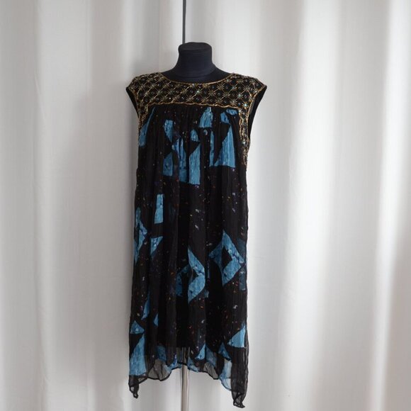 Anthropologie MOULINETTE SOEURS Beaded Lydia Swing Dress Embellished Sz 0 - Picture 2 of 7